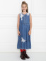 Платье из денима с кружевной аппликацией Ermanno Scervino Junior  –  МодельВерхНиз