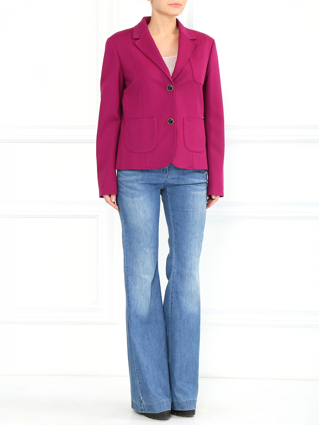Джинсы-клеш с отделкой на карманах Armani Jeans  –  Модель Общий вид  – Цвет:  Синий