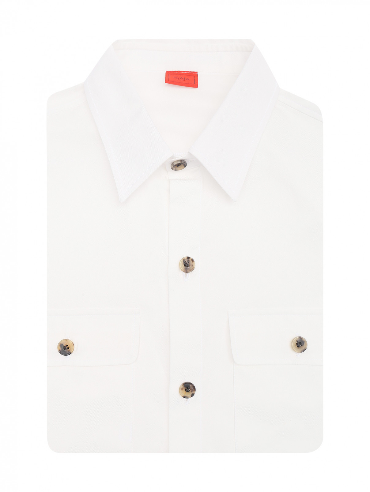 Рубашка из хлопка с накладными карманами Isaia  –  Общий вид  – Цвет:  Белый