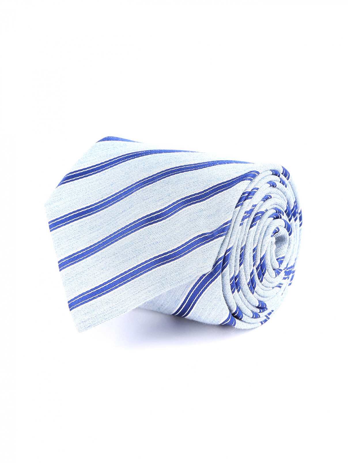 Галстук из шелка с узором "полоска" Boss  –  Общий вид  – Цвет:  Синий