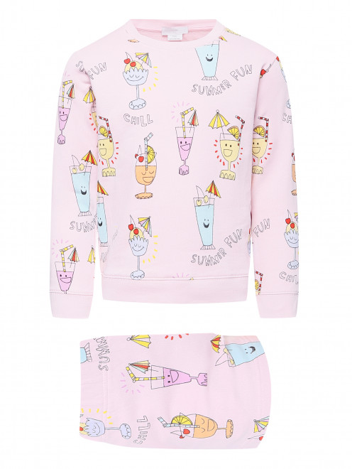 Свитшот и шорты из хлопка с узором Stella McCartney kids - Общий вид