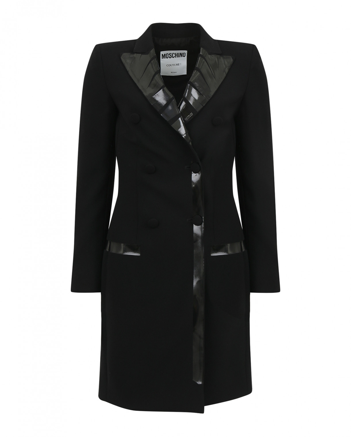 Платье на пуговицах с длинным рукавом Moschino Couture  –  Общий вид  – Цвет:  Черный