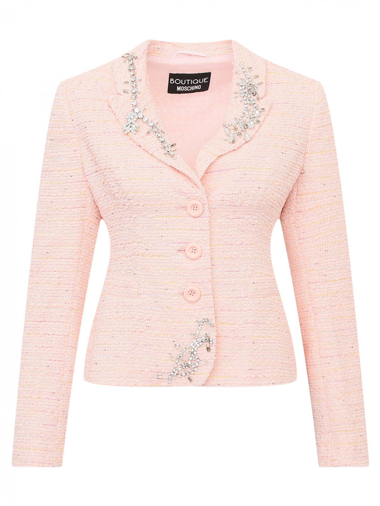 Жакет укороченный декорированный кристаллами Moschino Boutique  –  Общий вид  – Цвет:  Розовый