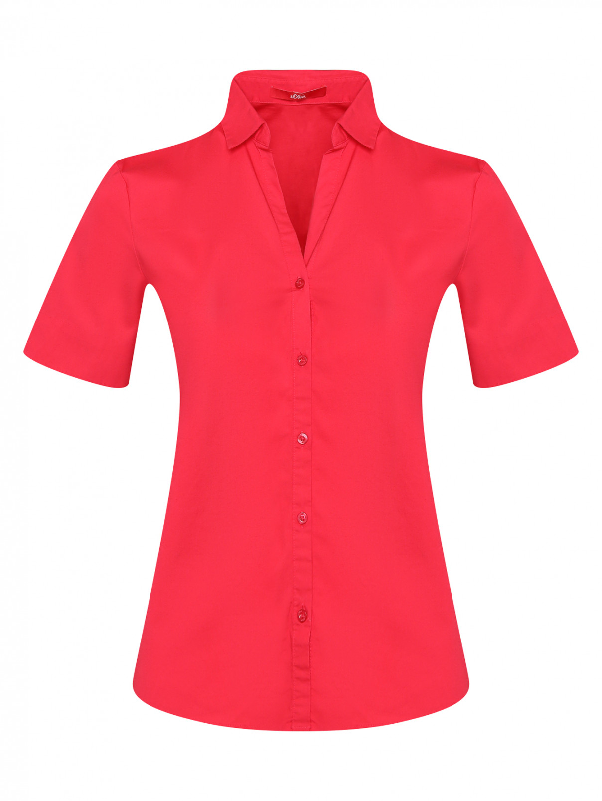 Рубашка из хлопка с короткими рукавами S.Oliver  –  Общий вид  – Цвет:  Красный