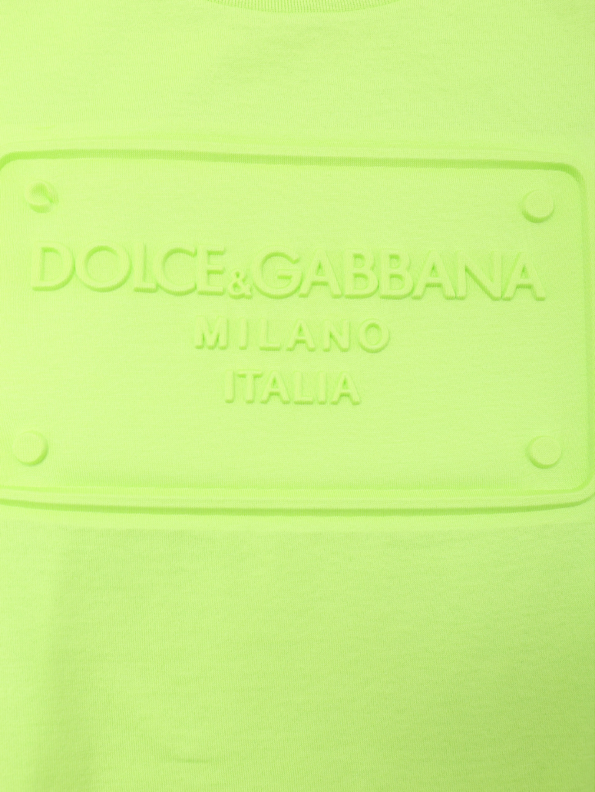 Футболка с объемным логотипом Dolce & Gabbana  –  Деталь  – Цвет:  Зеленый
