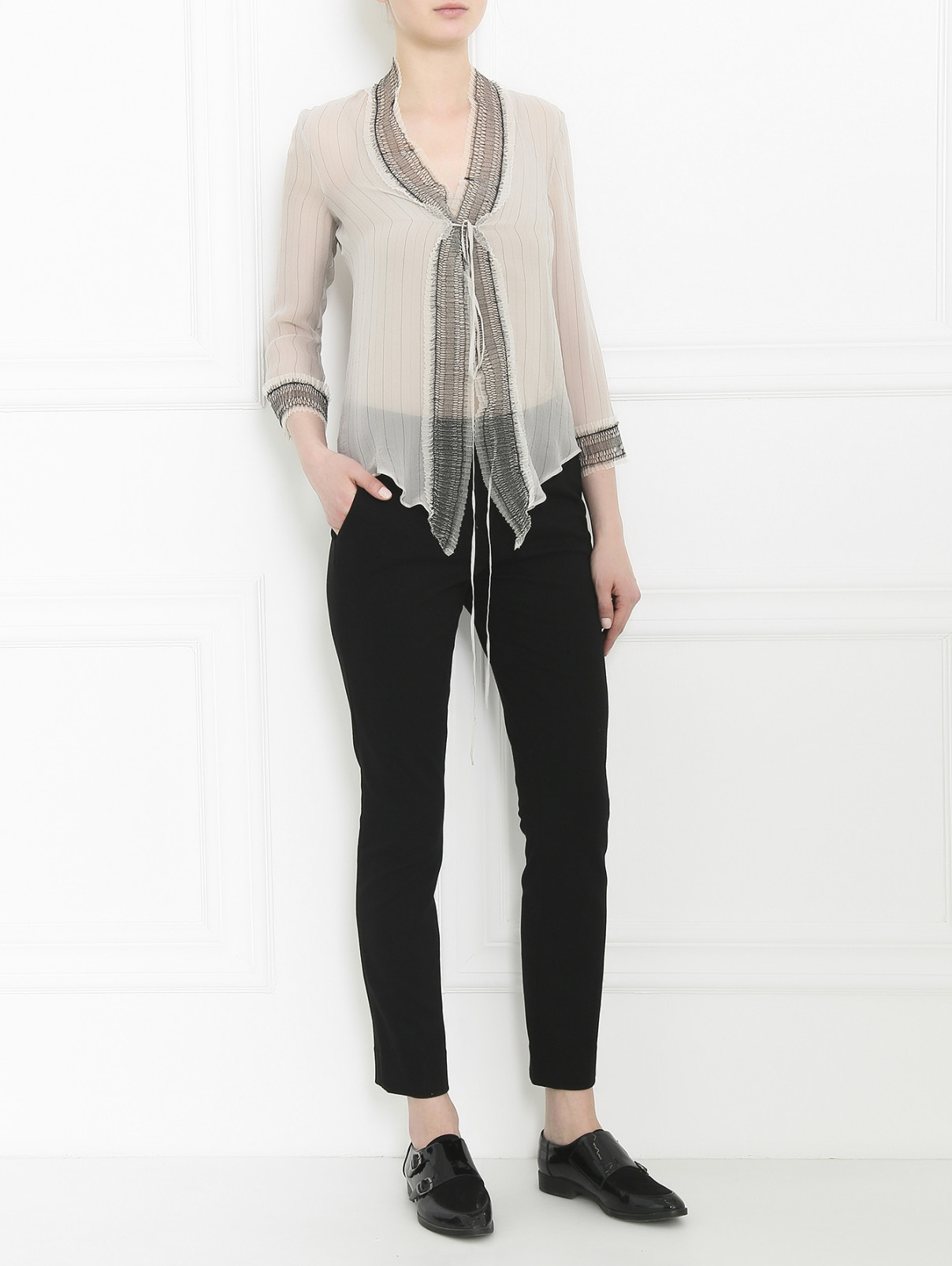 Узкие трикотажные укороченные брюки Diane von Furstenberg  –  Модель Общий вид  – Цвет:  Черный