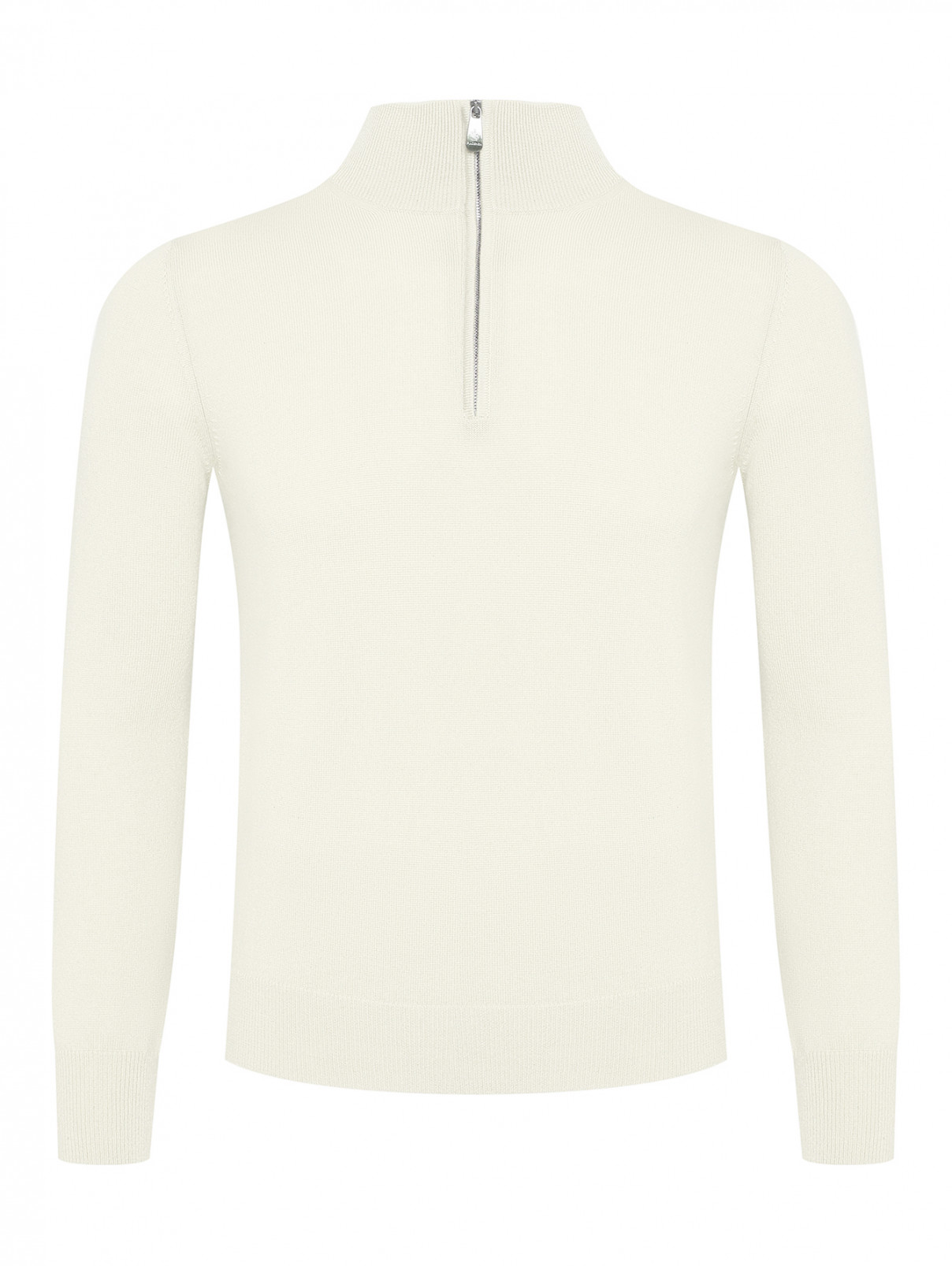 Джемпер из кашемира на молнии Piacenza Cashmere  –  Общий вид  – Цвет:  Белый