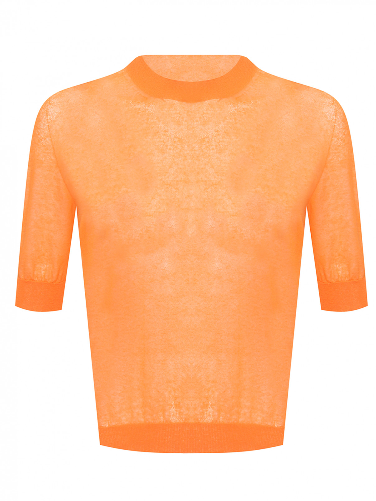Джемпер из тонкого хлопка с короткими рукавами Max Mara  –  Общий вид  – Цвет:  Оранжевый