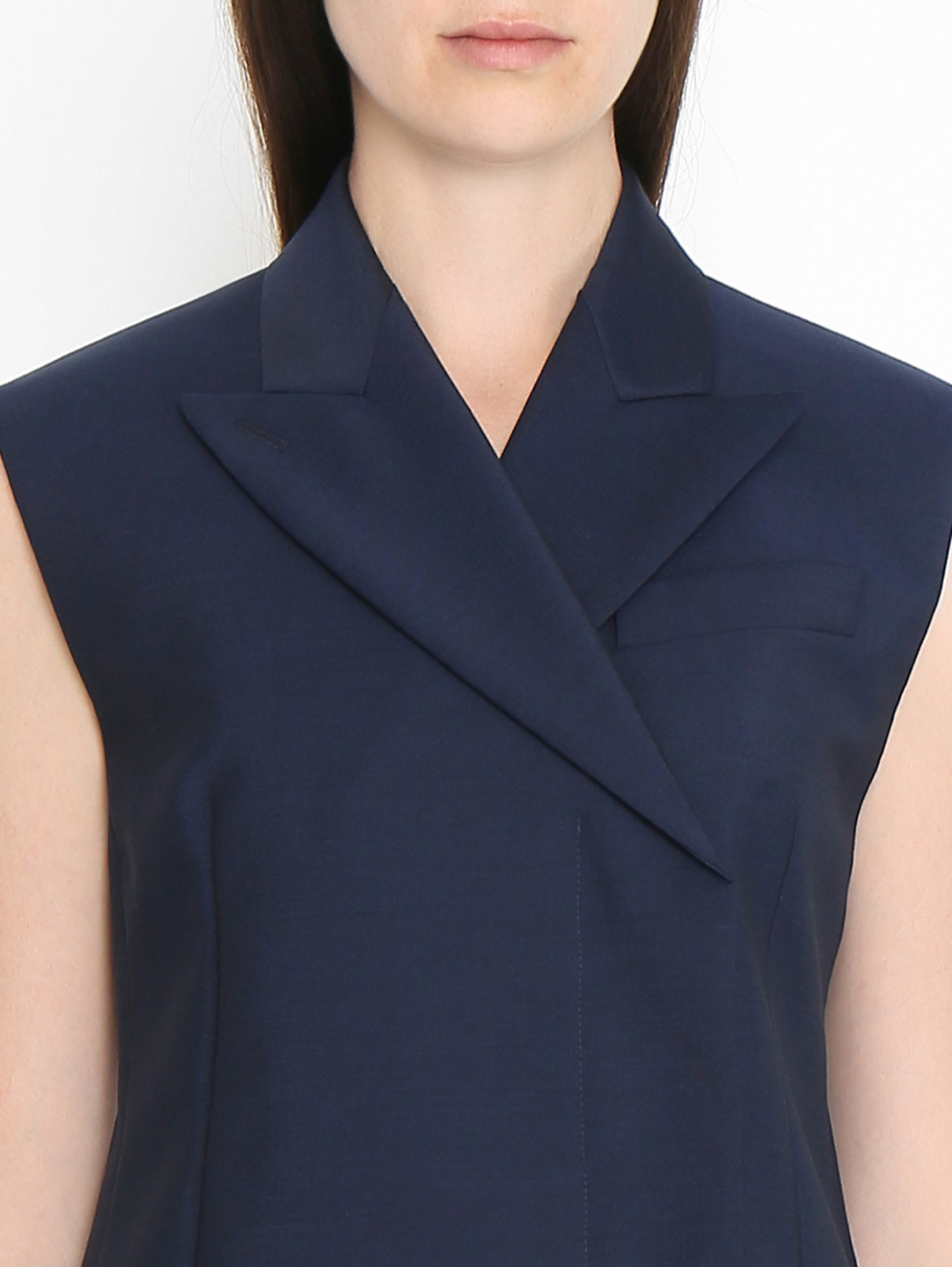 Жилет из смешанной шерсти Sportmax  –  МодельОбщийВид1  – Цвет:  Синий