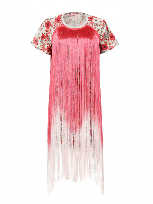 Платье с бахромой из хлопка с цветочным принтом  Giamba - Общий вид
