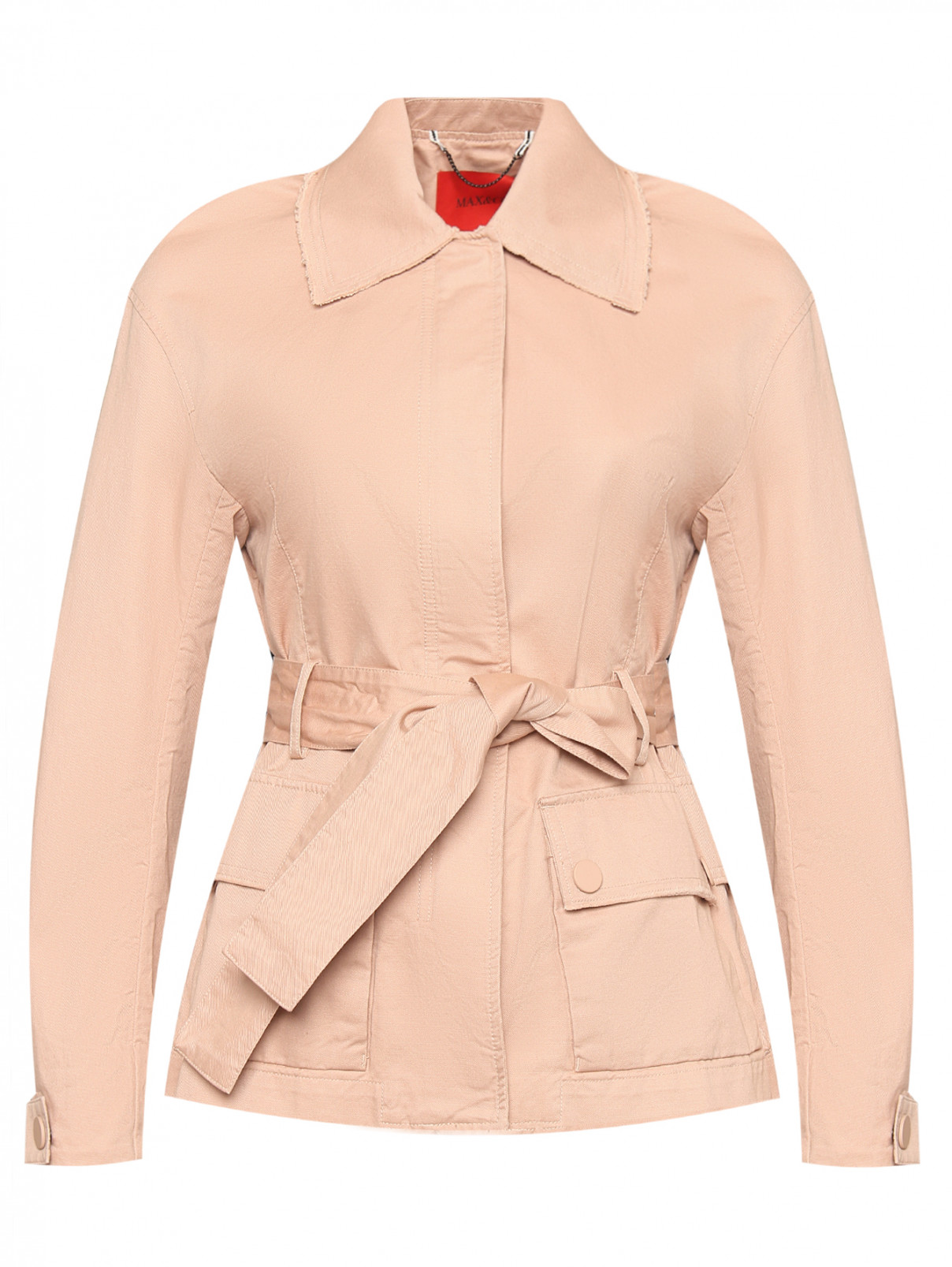Куртка из хлопка с поясом Max&Co  –  Общий вид  – Цвет:  Розовый