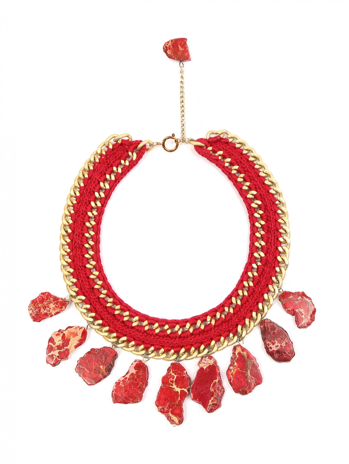 Ожерелье из текстиля с бирецитом Inga Kazumyan  –  Общий вид  – Цвет:  Красный