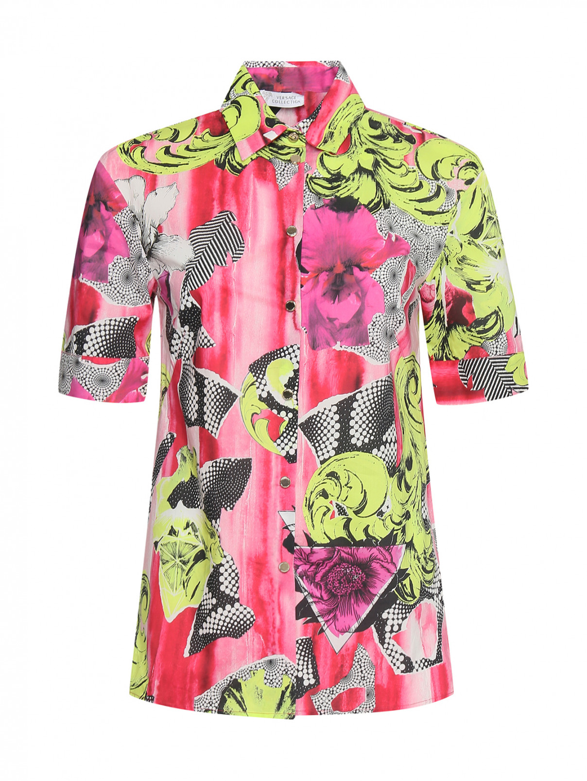 Рубашка из хлопка с узором Versace Collection  –  Общий вид  – Цвет:  Узор