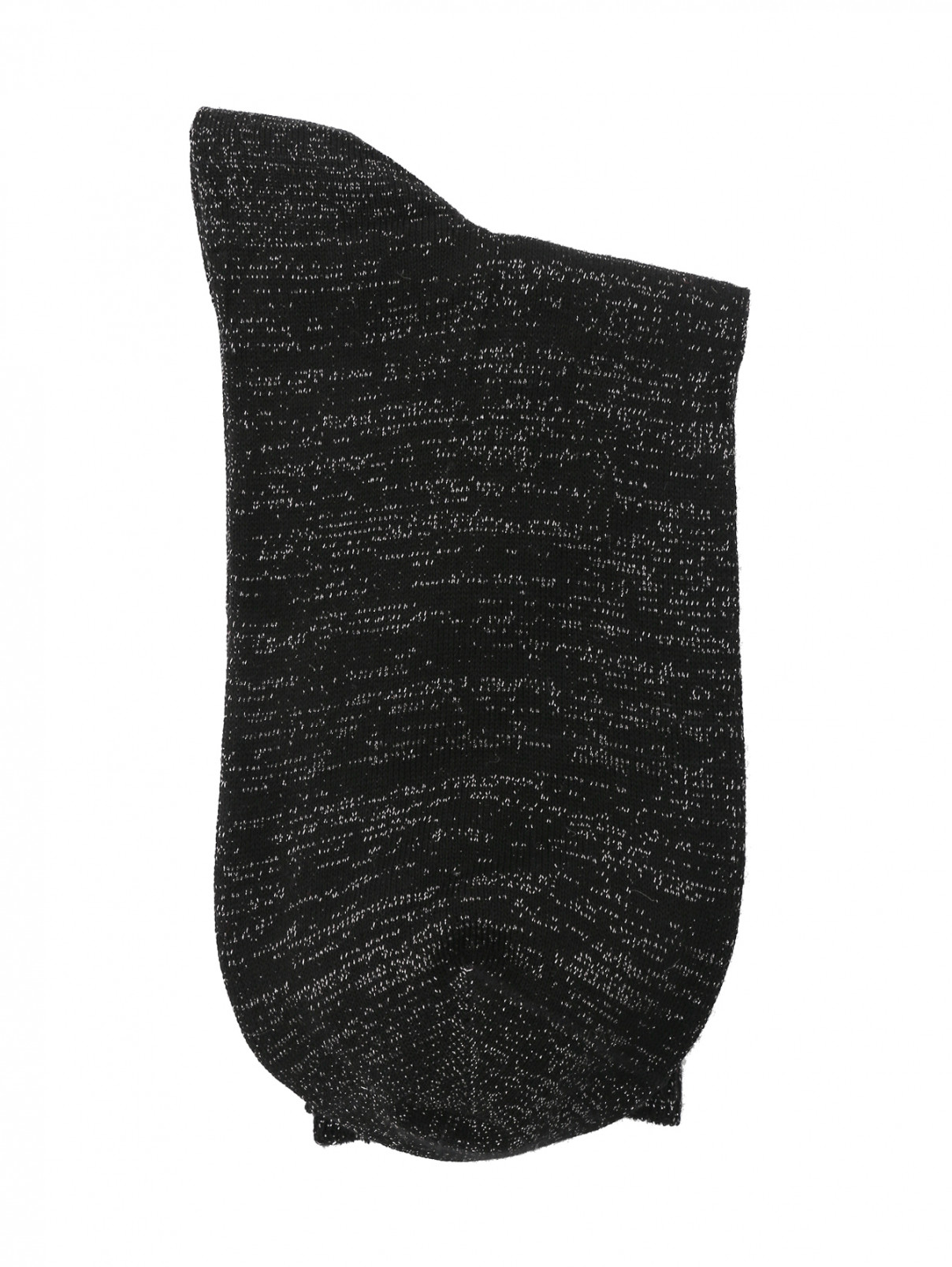 Носки из хлопка декорированные стразами ALTO MILANO  –  Общий вид  – Цвет:  Черный