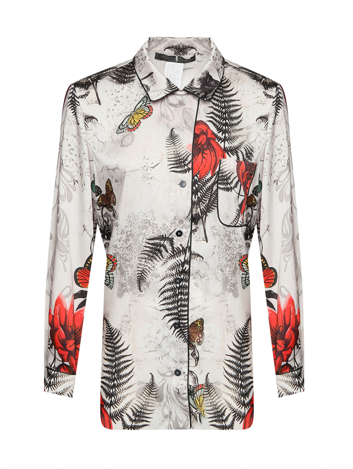Блуза с узором на пуговицах Marina Rinaldi  –  Общий вид  – Цвет:  Узор