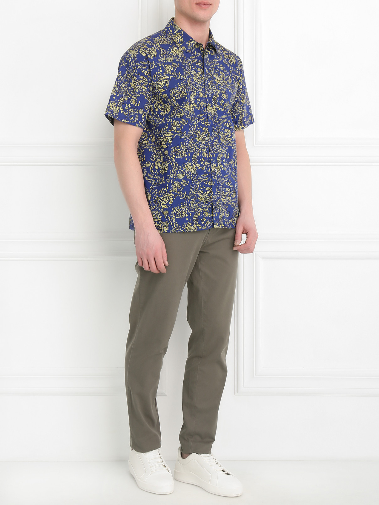 Рубашка с коротким рукавом из хлопка Jil Sander  –  Модель Общий вид  – Цвет:  Синий