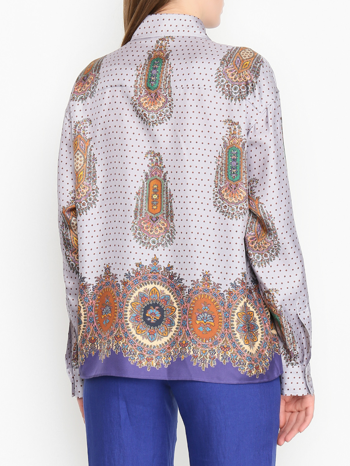 Блуза из шелка с узором Etro  –  МодельВерхНиз1  – Цвет:  Фиолетовый