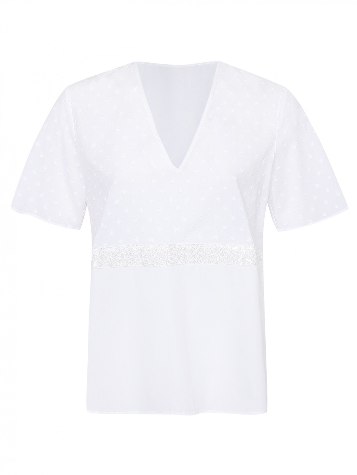 Блуза из хлопка с короткими рукавами Persona by Marina Rinaldi  –  Общий вид  – Цвет:  Белый