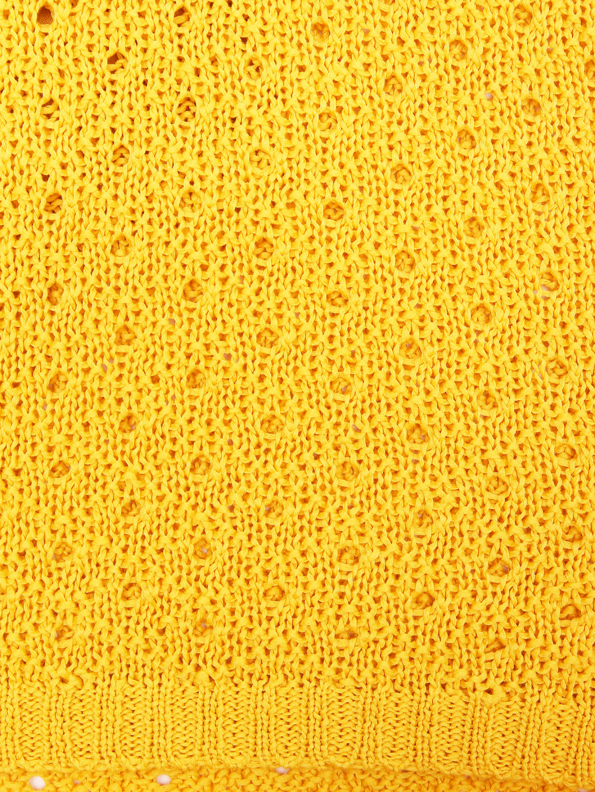 Джемпер из хлопка мелкой вязки Marina Rinaldi  –  Деталь  – Цвет:  Желтый