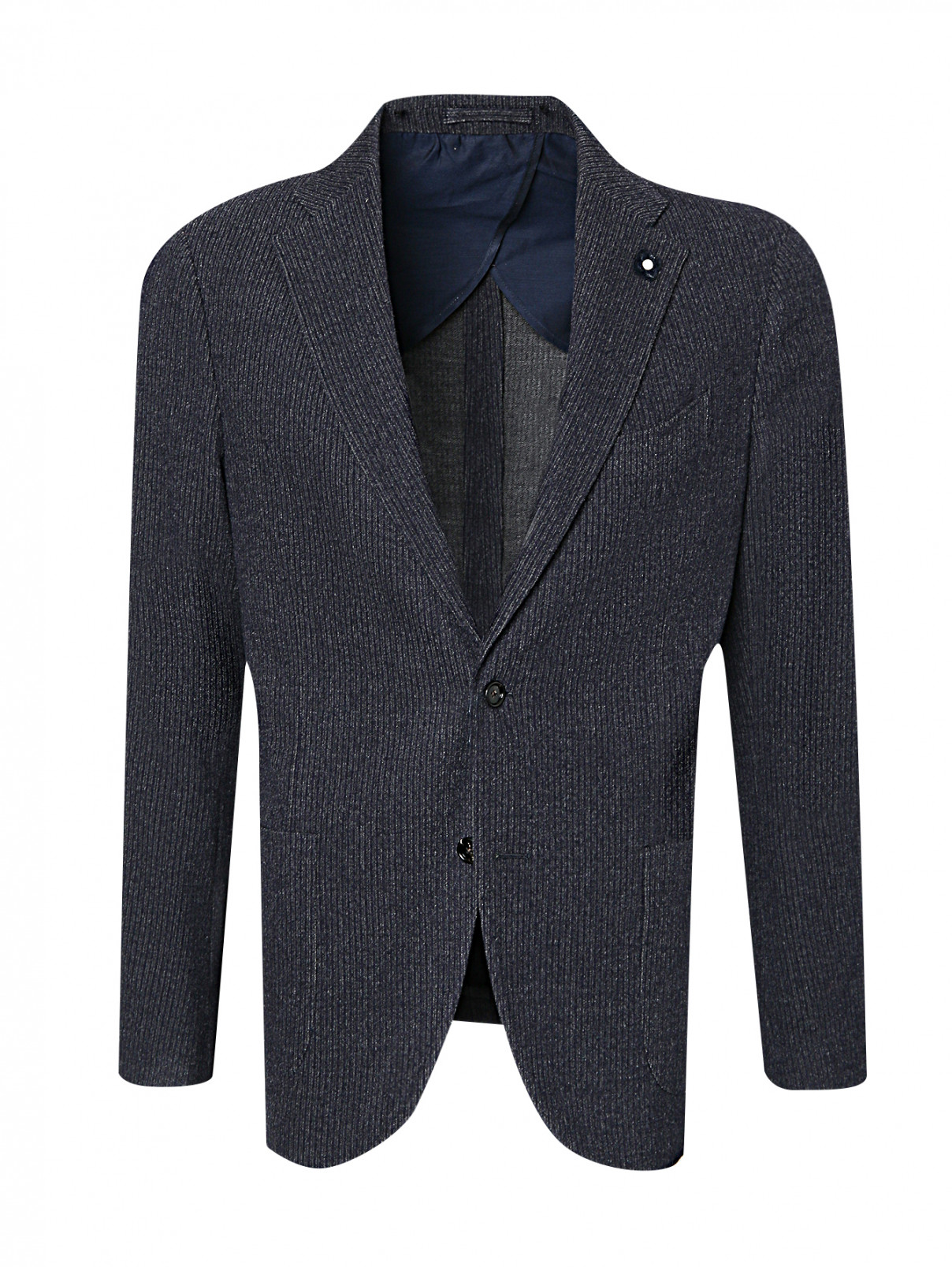 Пиджак из шерсти с накладными карманами LARDINI  –  Общий вид  – Цвет:  Синий