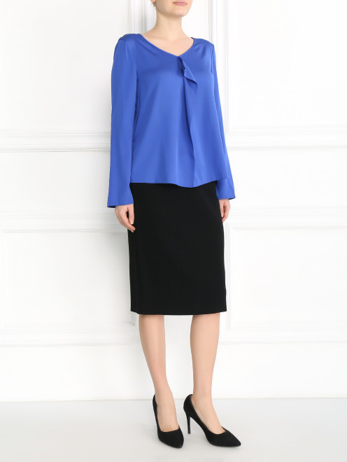 Блуза из шелка с драпировкой Armani Collezioni - Модель Общий вид