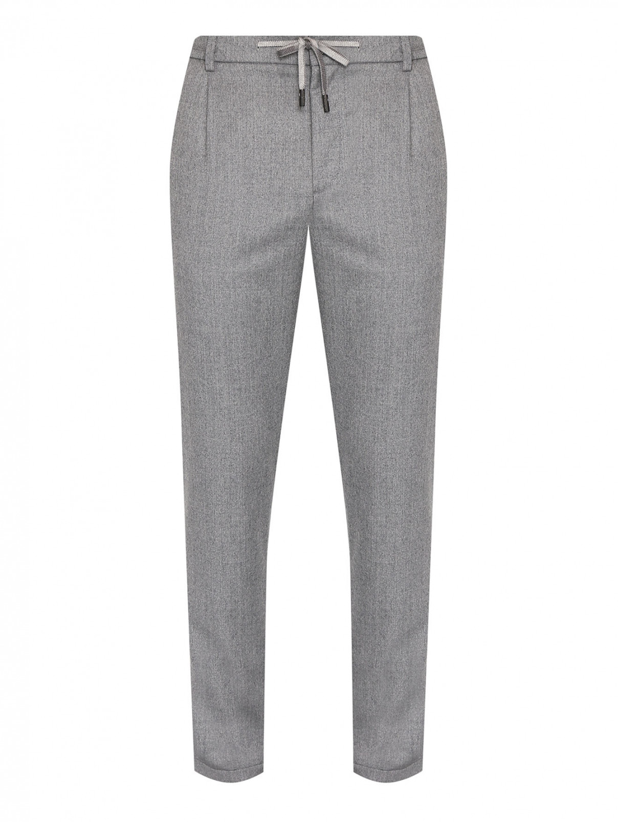Однотонные брюки из шерсти на резинке Capobianco  –  Общий вид  – Цвет:  Серый