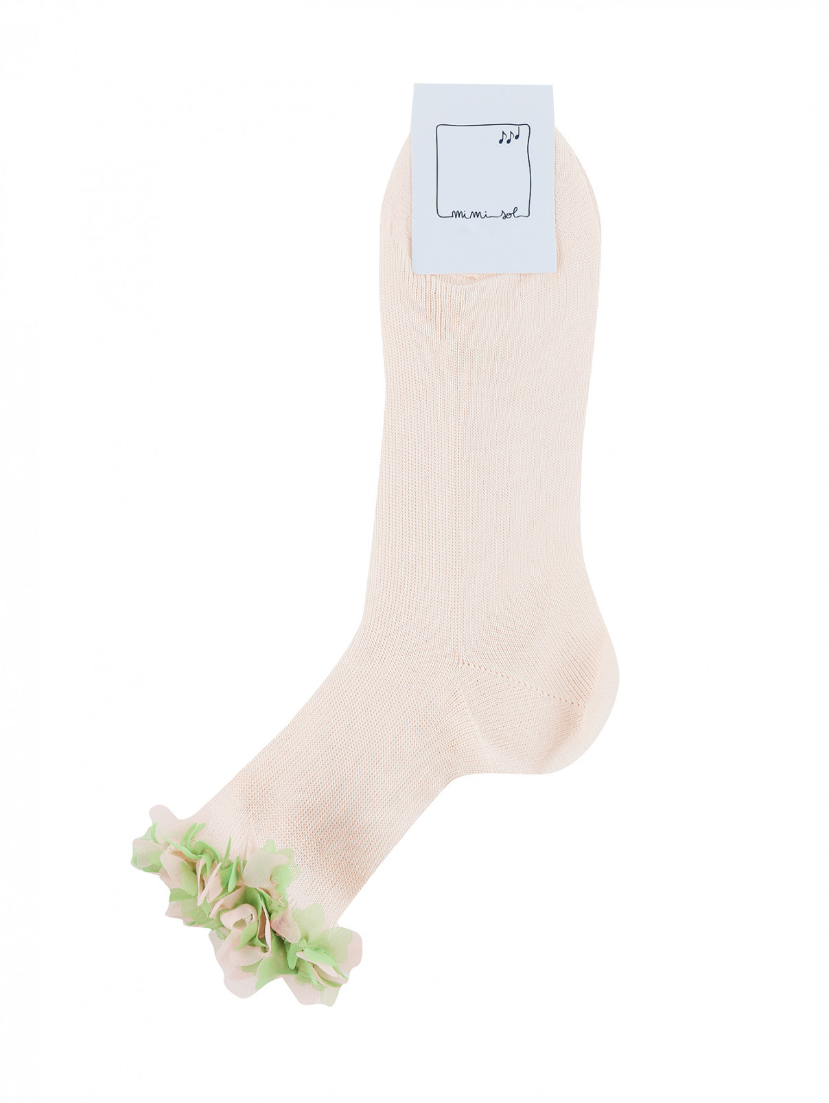 Носки из хлопка с декором MiMiSol  –  Общий вид  – Цвет:  Розовый