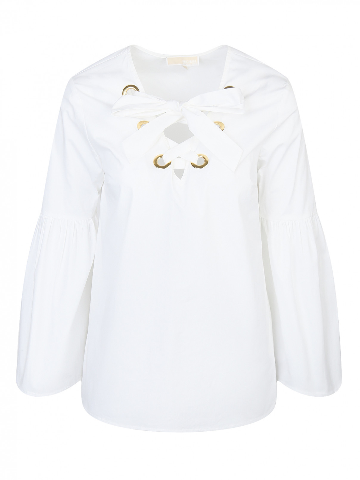 Блуза из хлопка с металлической фурнитурой Michael by Michael Kors  –  Общий вид  – Цвет:  Белый