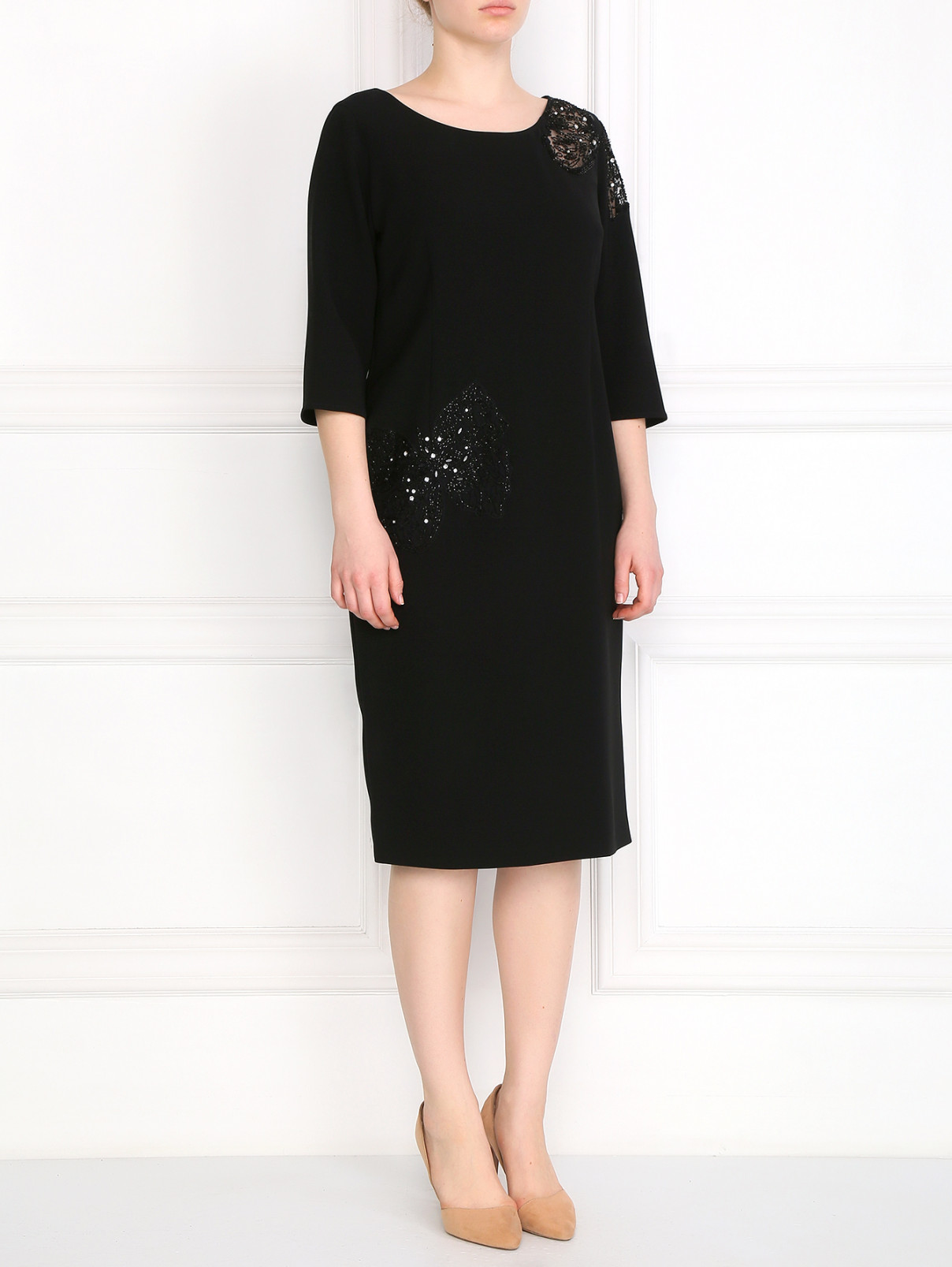 Платье декорированное бисером Marina Rinaldi  –  Модель Общий вид  – Цвет:  Черный