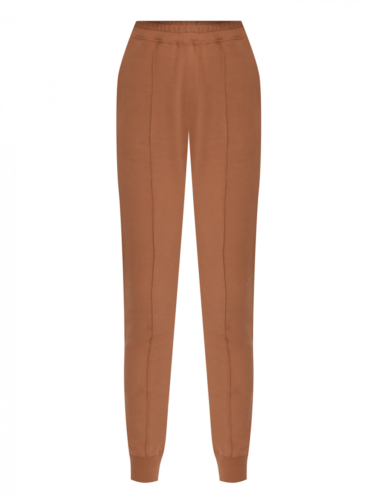 Однотонные брюки из хлопка на резинке Ermanno Scervino  –  Общий вид  – Цвет:  Коричневый