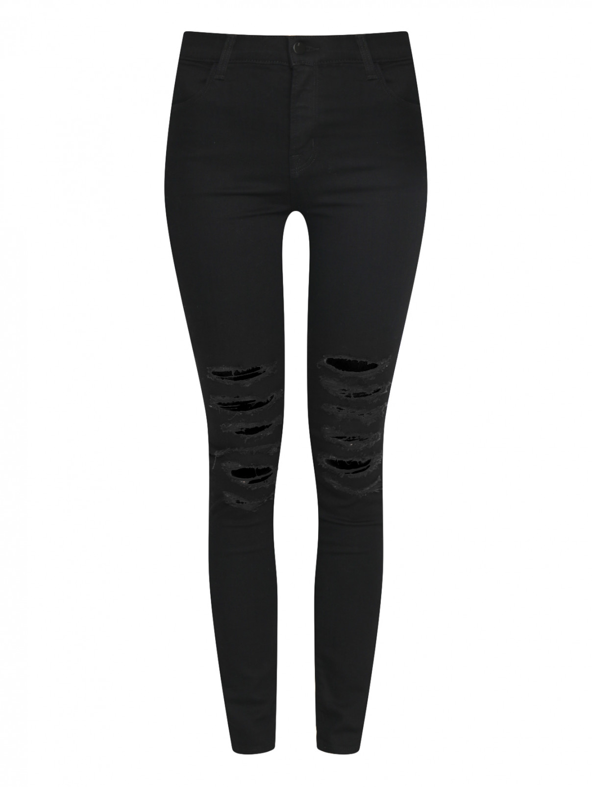 Рваные джинсы-скинни J Brand  –  Общий вид  – Цвет:  Черный