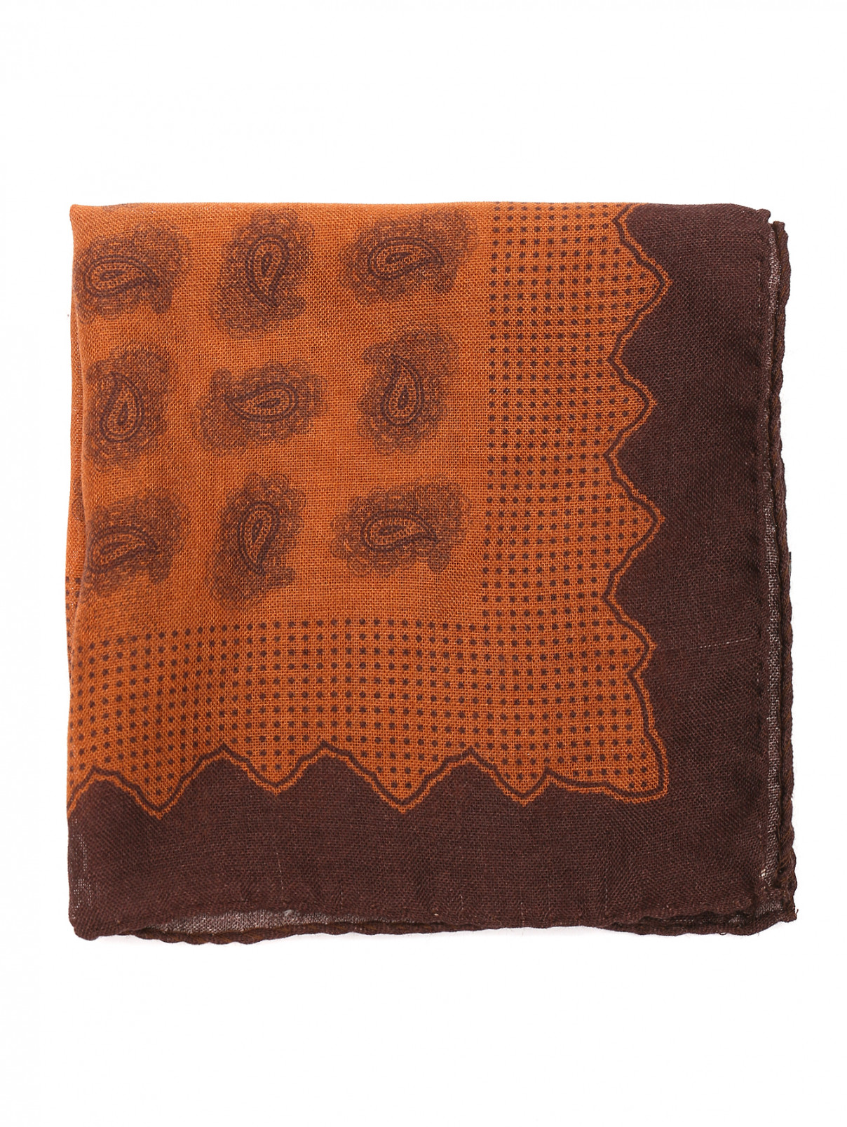 Платок карманный из шерсти и шелка с узором LARDINI  –  Общий вид  – Цвет:  Коричневый