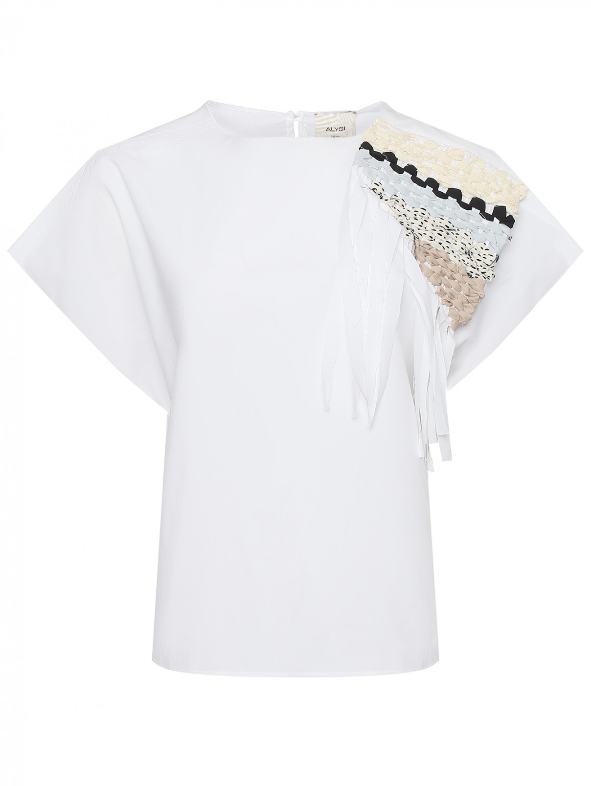 Блуза из хлопка с аппликацией Alysi  –  Общий вид  – Цвет:  Белый