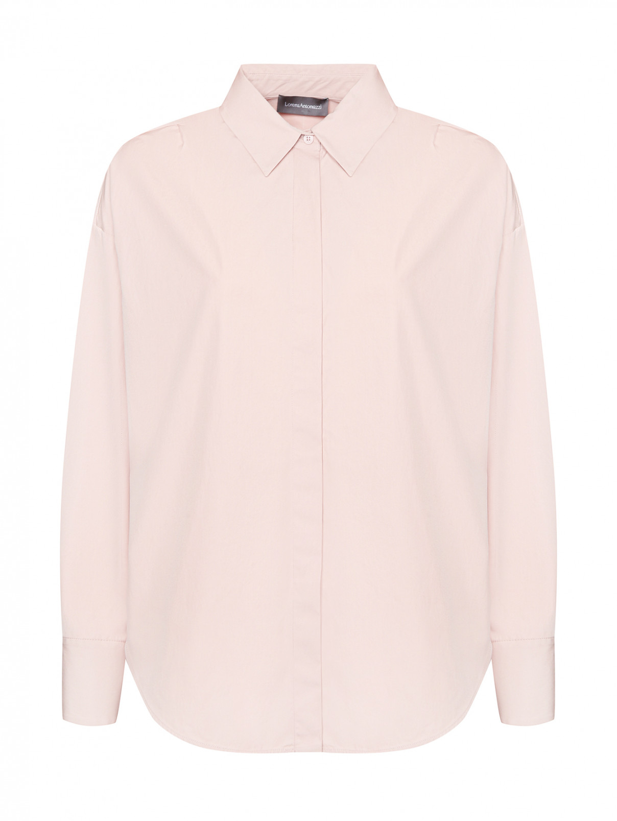 Однотонная блуза из хлопка Lorena Antoniazzi  –  Общий вид  – Цвет:  Розовый
