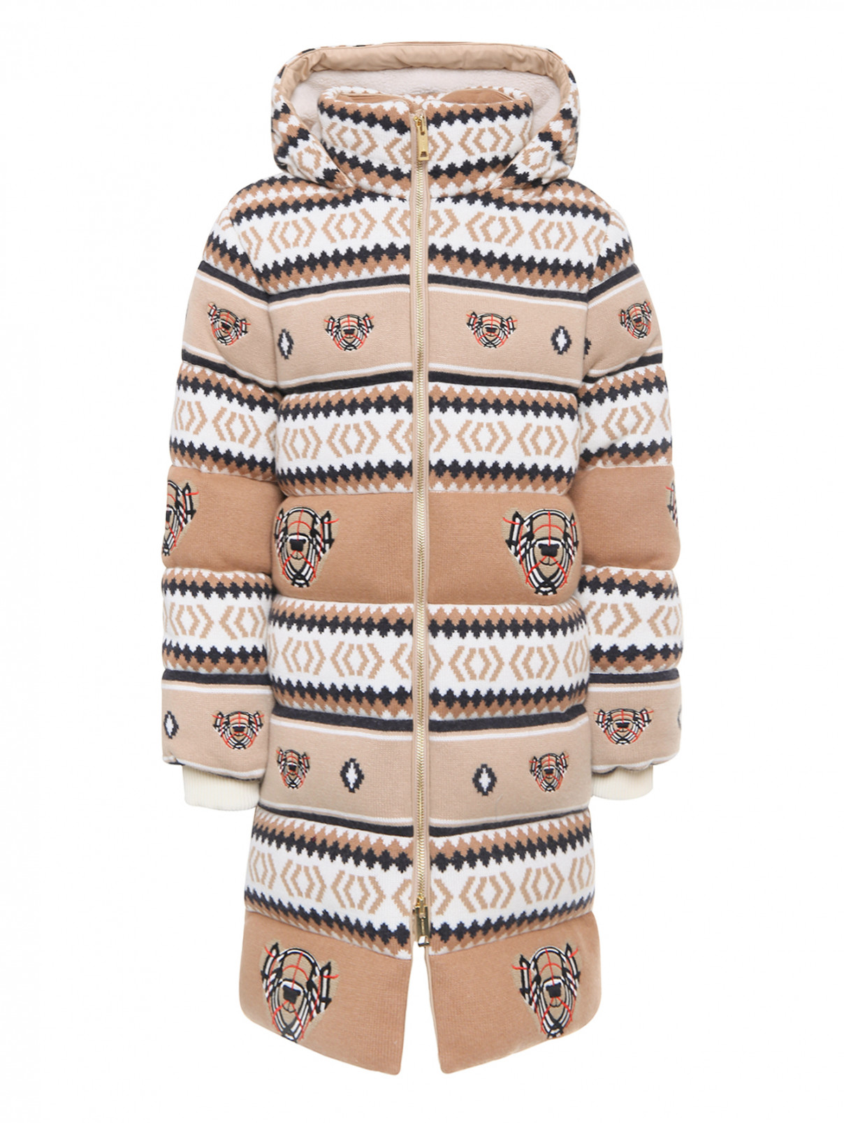 Пуховое пальто из шерсти и кашемира Burberry  –  Общий вид  – Цвет:  Узор