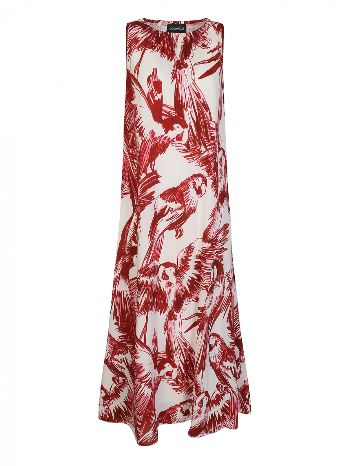 Платье свободного кроя с узором Sportmax  –  Общий вид  – Цвет:  Красный
