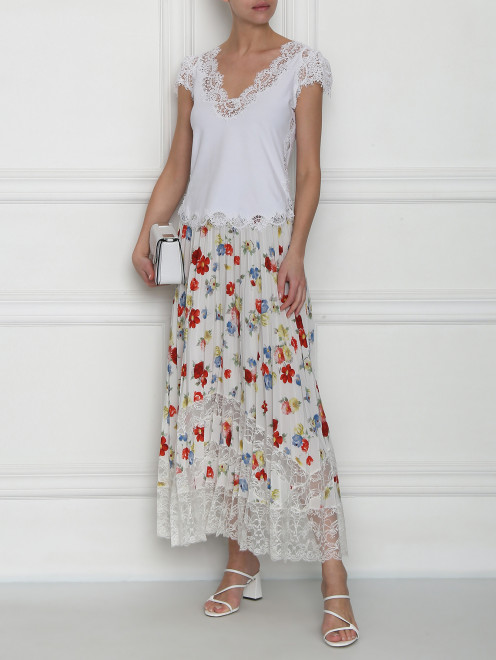 Юбка плиссе с цветочным принтом Ermanno Scervino - МодельОбщийВид