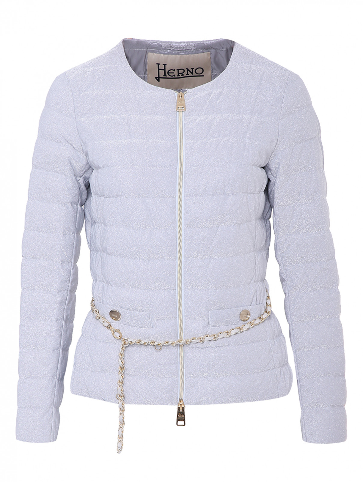Стеганая куртка с ремнем Herno  –  Общий вид  – Цвет:  Серый