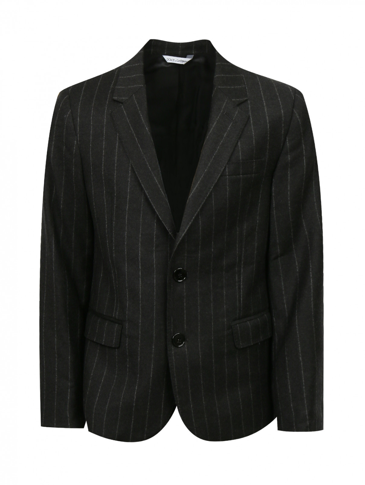 Пиджак из шерсти с узором "полоска" Dolce & Gabbana  –  Общий вид  – Цвет:  Серый