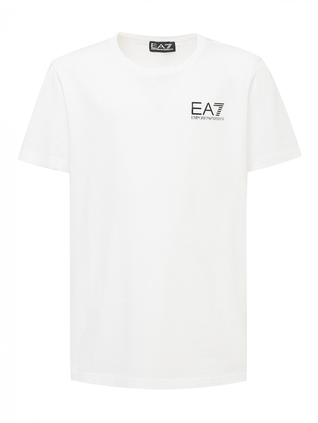 Трикотажная футболка с принтом EA 7  –  Общий вид  – Цвет:  Белый