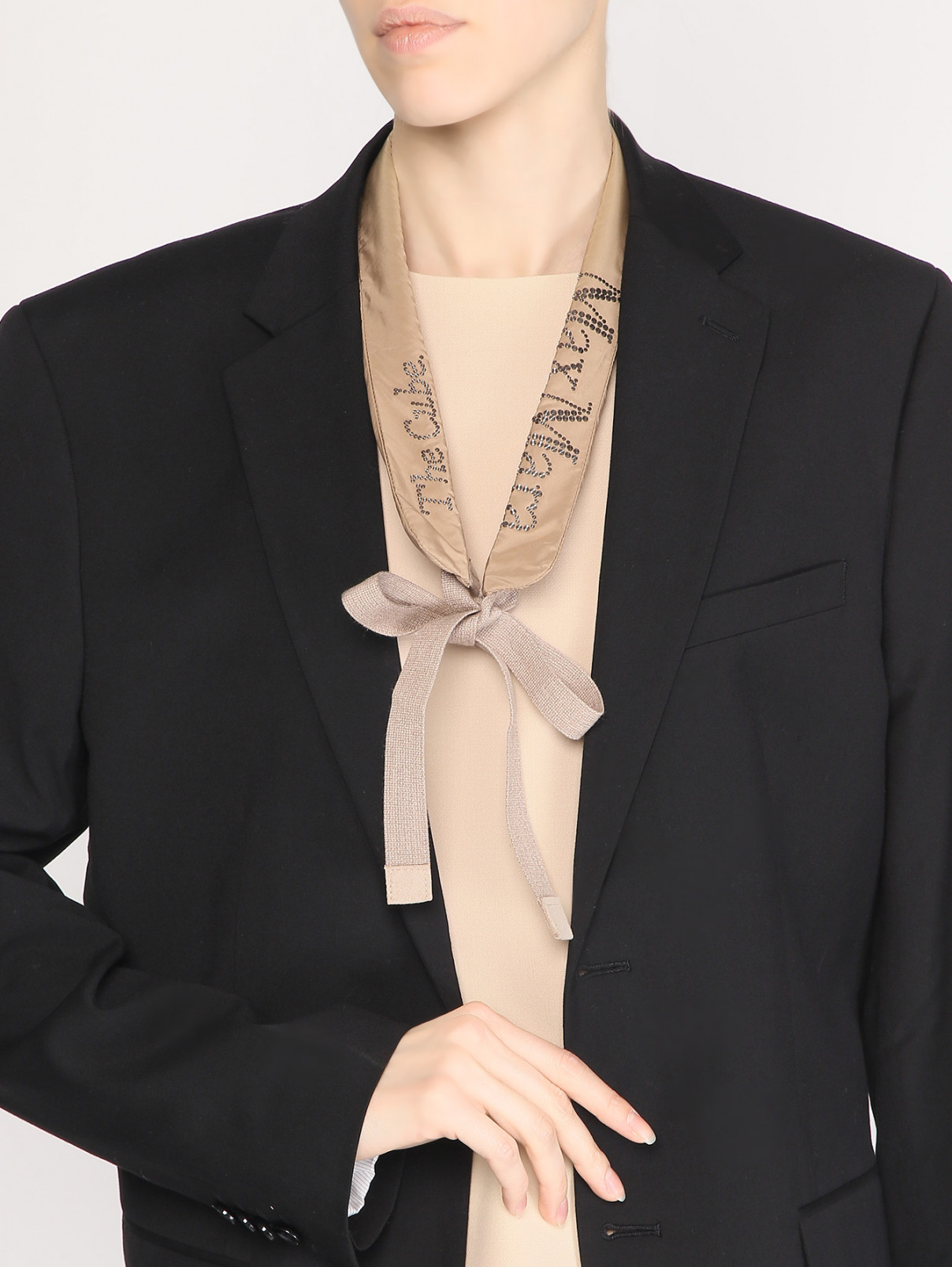 Воротник с отделкой из страз Max Mara  –  МодельОбщийВид  – Цвет:  Бежевый