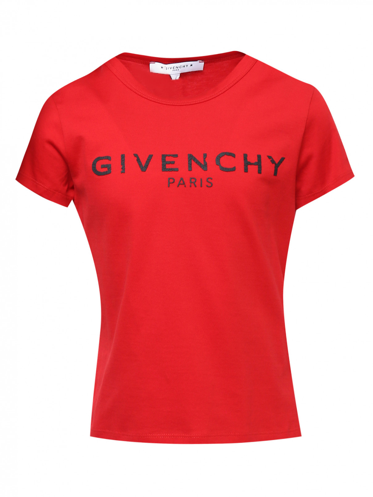 Футболка хлопковая с принтом Givenchy  –  Общий вид  – Цвет:  Красный