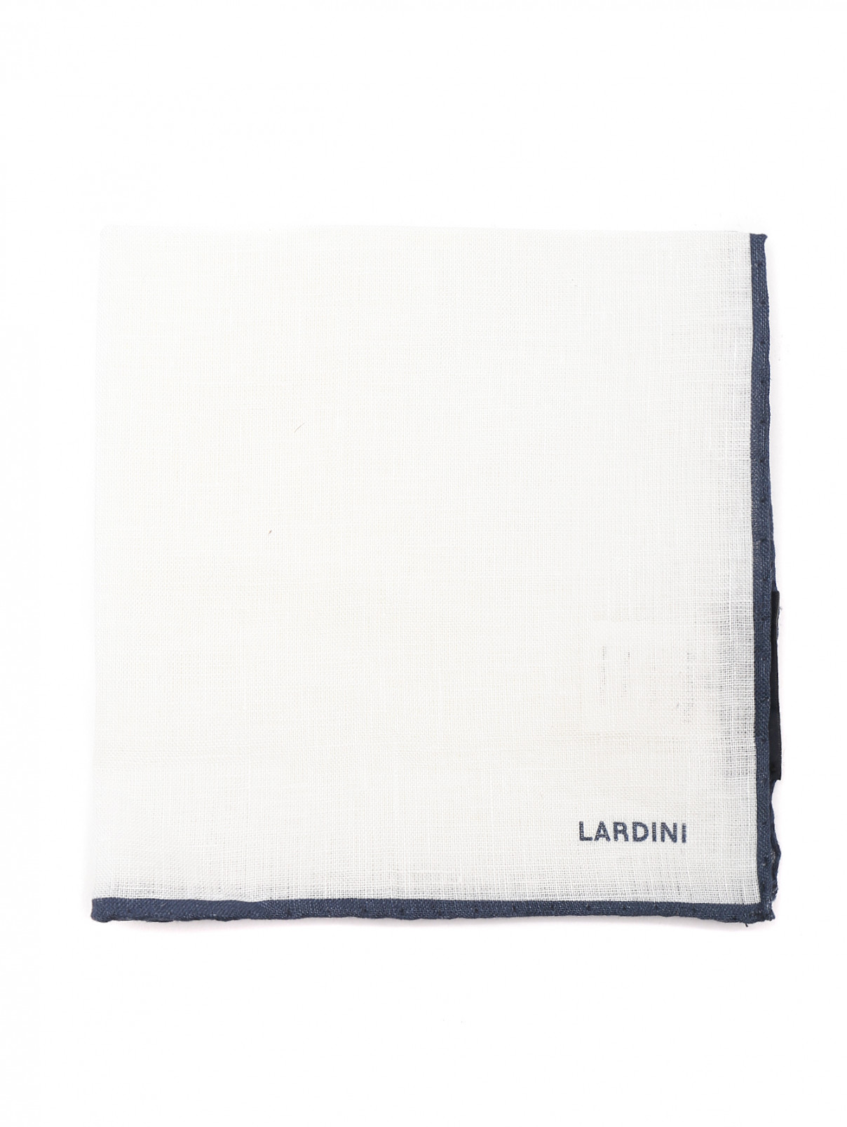 Платок из льна с контрастной отделкой LARDINI  –  Общий вид  – Цвет:  Белый
