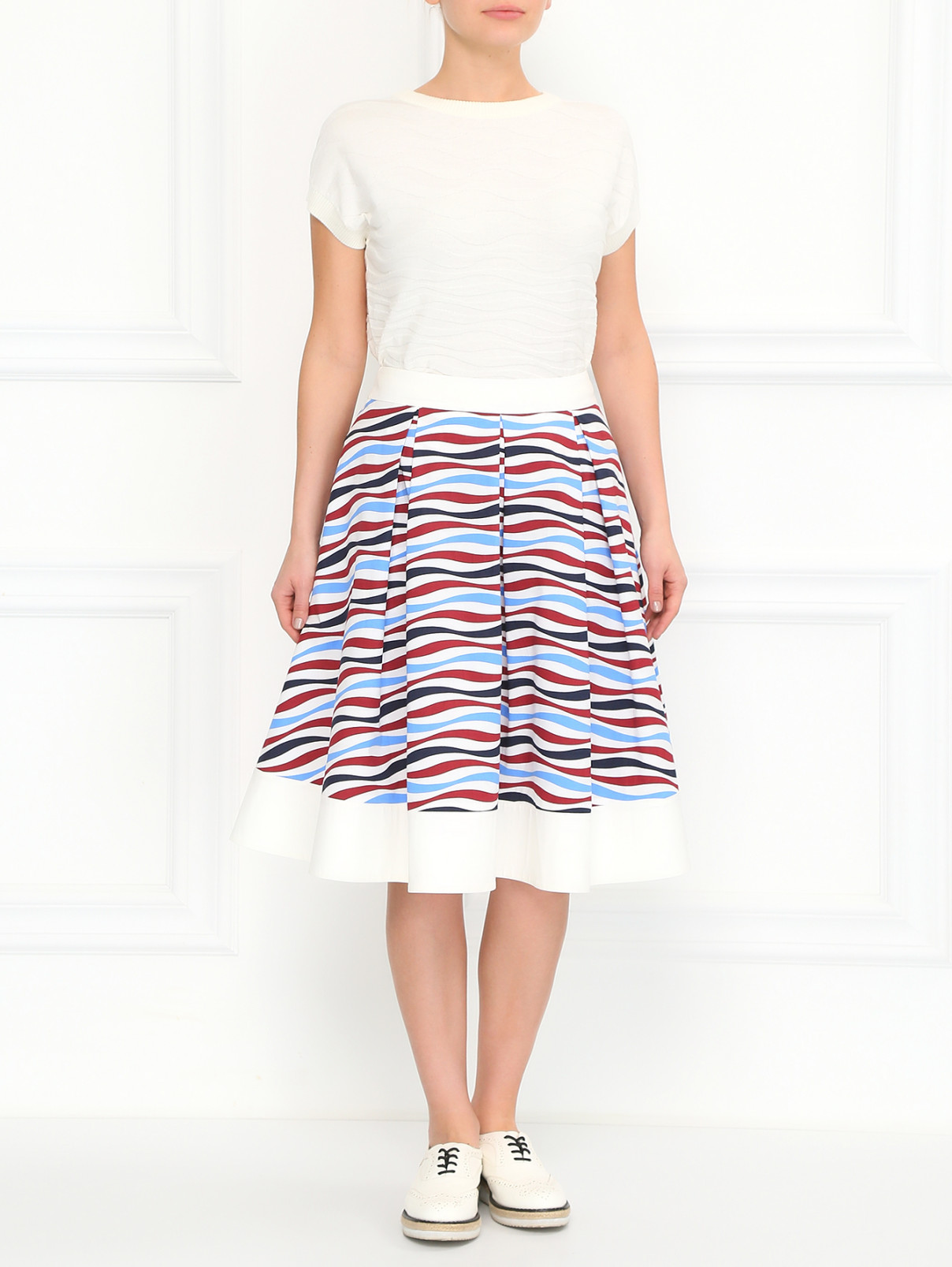 Хлопковая юбка с принтом BOSCO  –  Модель Общий вид  – Цвет:  Белый