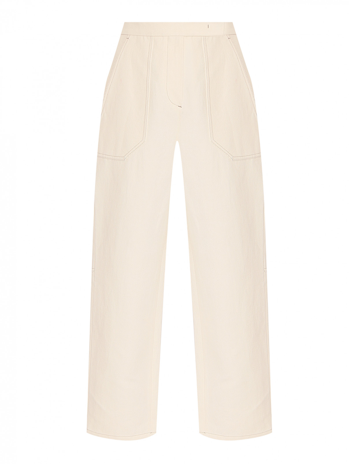 Укороченные брюки из хлопка и льна с карманами Max Mara  –  Общий вид  – Цвет:  Бежевый