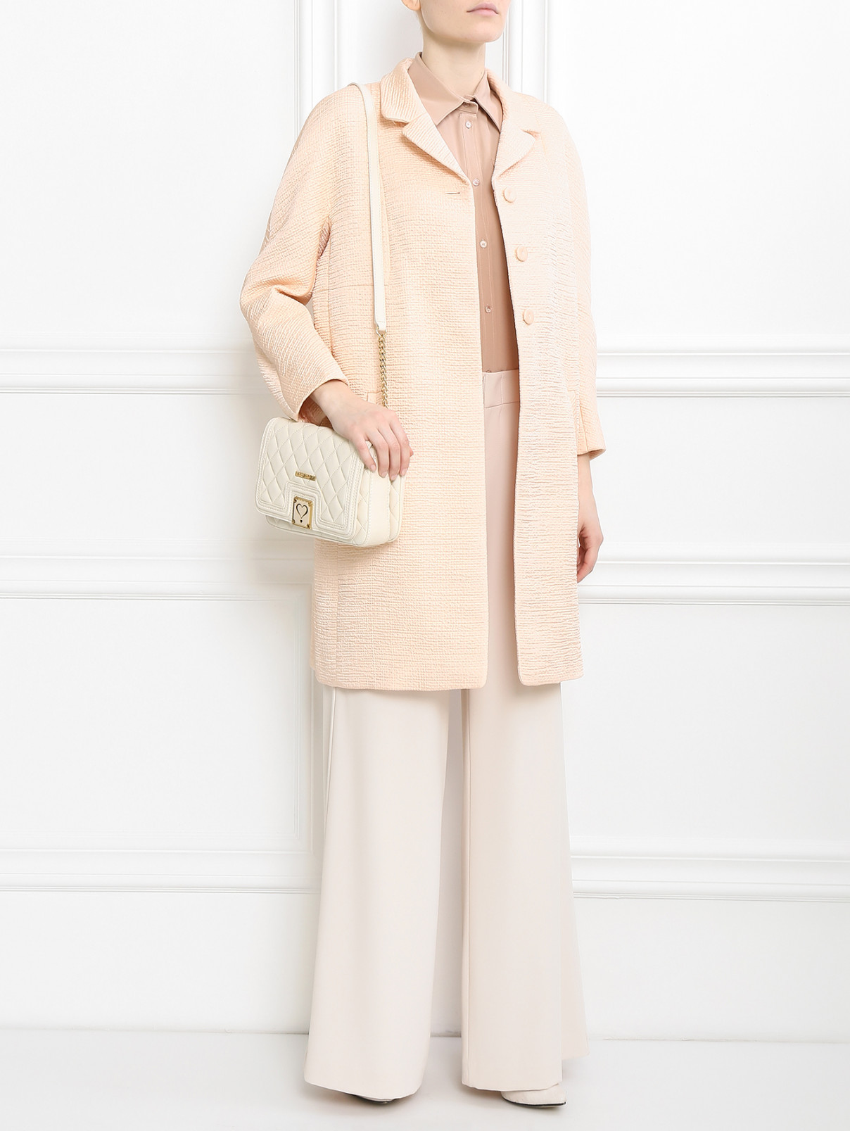 Однобортное пальто из фактурной ткани Carven  –  Модель Общий вид  – Цвет:  Розовый