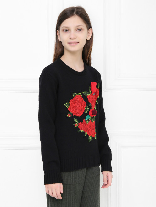 Шерстяной джемпер с аппликацией Dolce & Gabbana - МодельВерхНиз