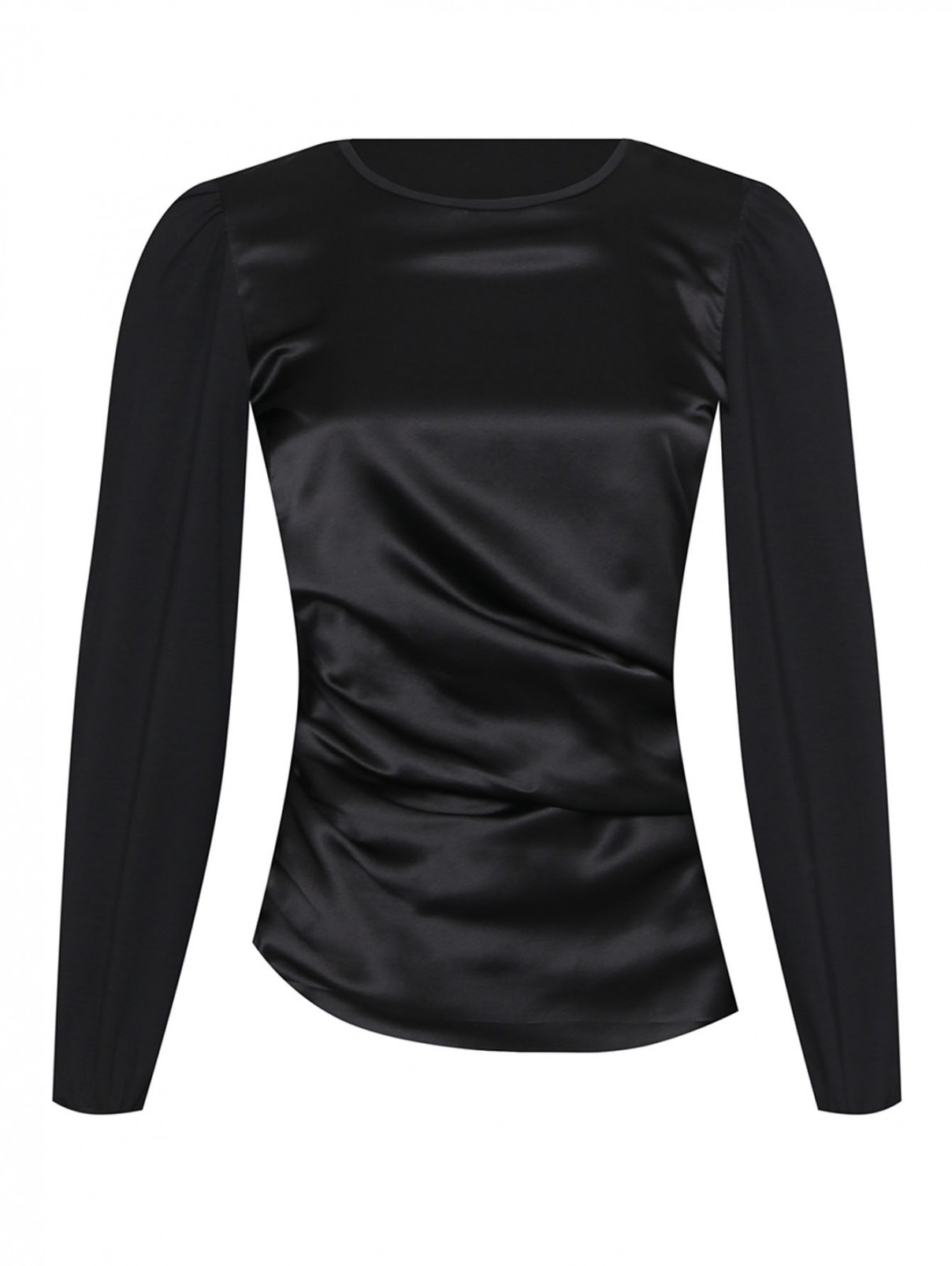 Блуза из смешанного хлопка с драпировкой Dorothee Schumacher  –  Общий вид  – Цвет:  Черный