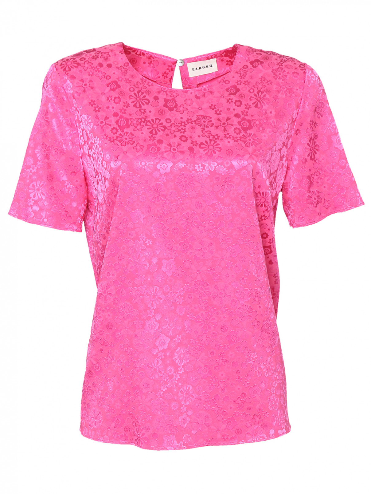 Фактурная блуза с разрезом на спине P.A.R.O.S.H.  –  Общий вид  – Цвет:  Розовый