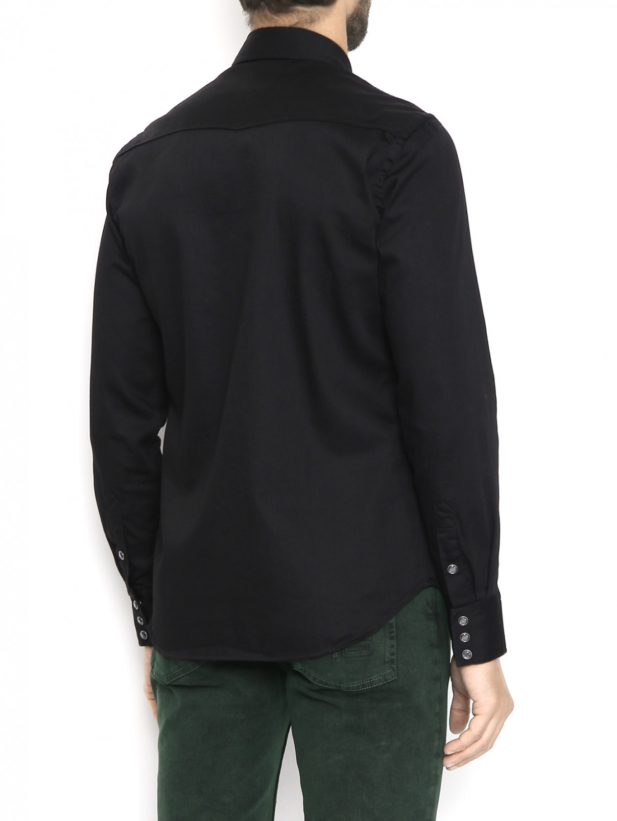 Рубашка из хлопка с карманами PT Torino  –  МодельВерхНиз1  – Цвет:  Черный